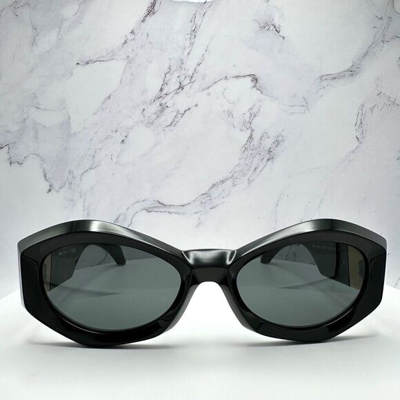 Versace Sunglasses Black Gold Medusa Plaque Oval Geometric Italy 100% Authentic main image 14